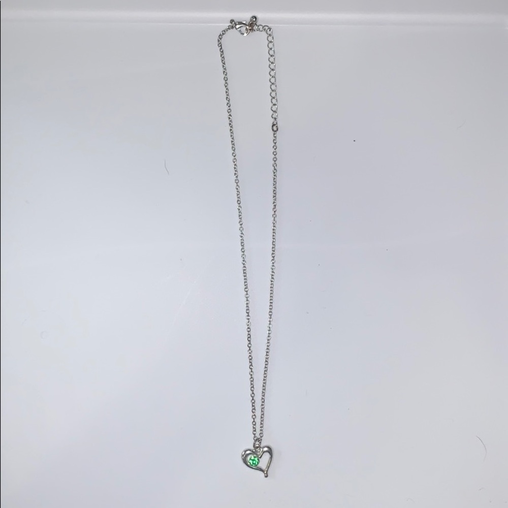 heart necklace with august birthstone